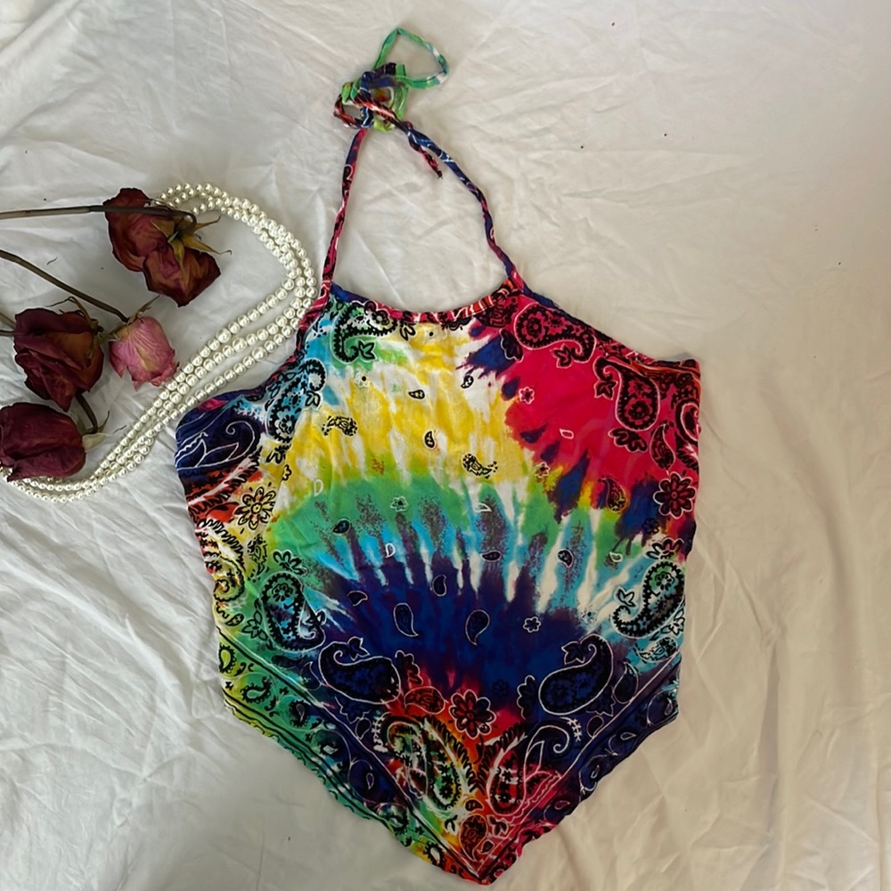 ❤️‍🔥🌀🍍🌼Tie Dye Bandana Halter Top🌼🍍🌀❤️‍🔥